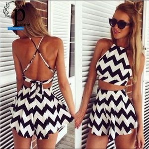 Chevron print two piece outfit